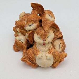 Vintage Enesco 1998 Pile of Bunnies Figurine Easter Spring Decor